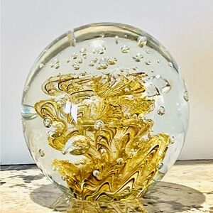 MURANO Artisan Gold Glass Paperweight - Decorative Home Art